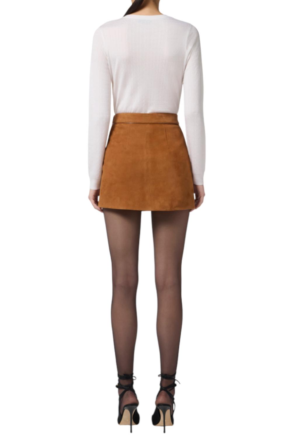 Mini gonna in suede con dettagli in vinile<BR/> GP07G 56E2EC1 Elisabetta Franchi 