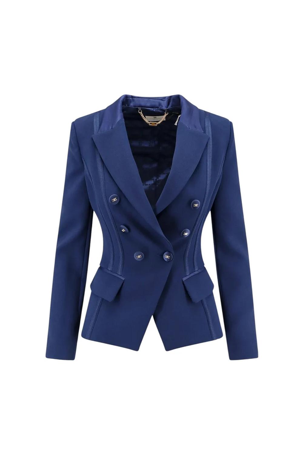 Giacca in crêpe con dettagli in raso<BR/> GI142 51E2DC8 Elisabetta Franchi 