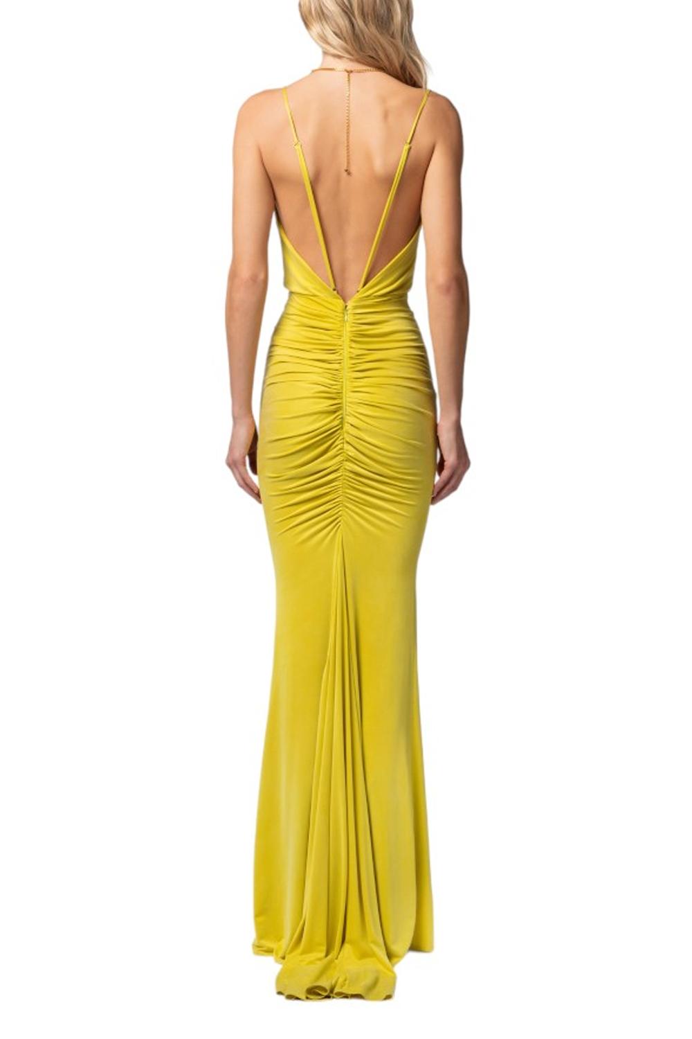 Draped cupro jersey red carpet dress