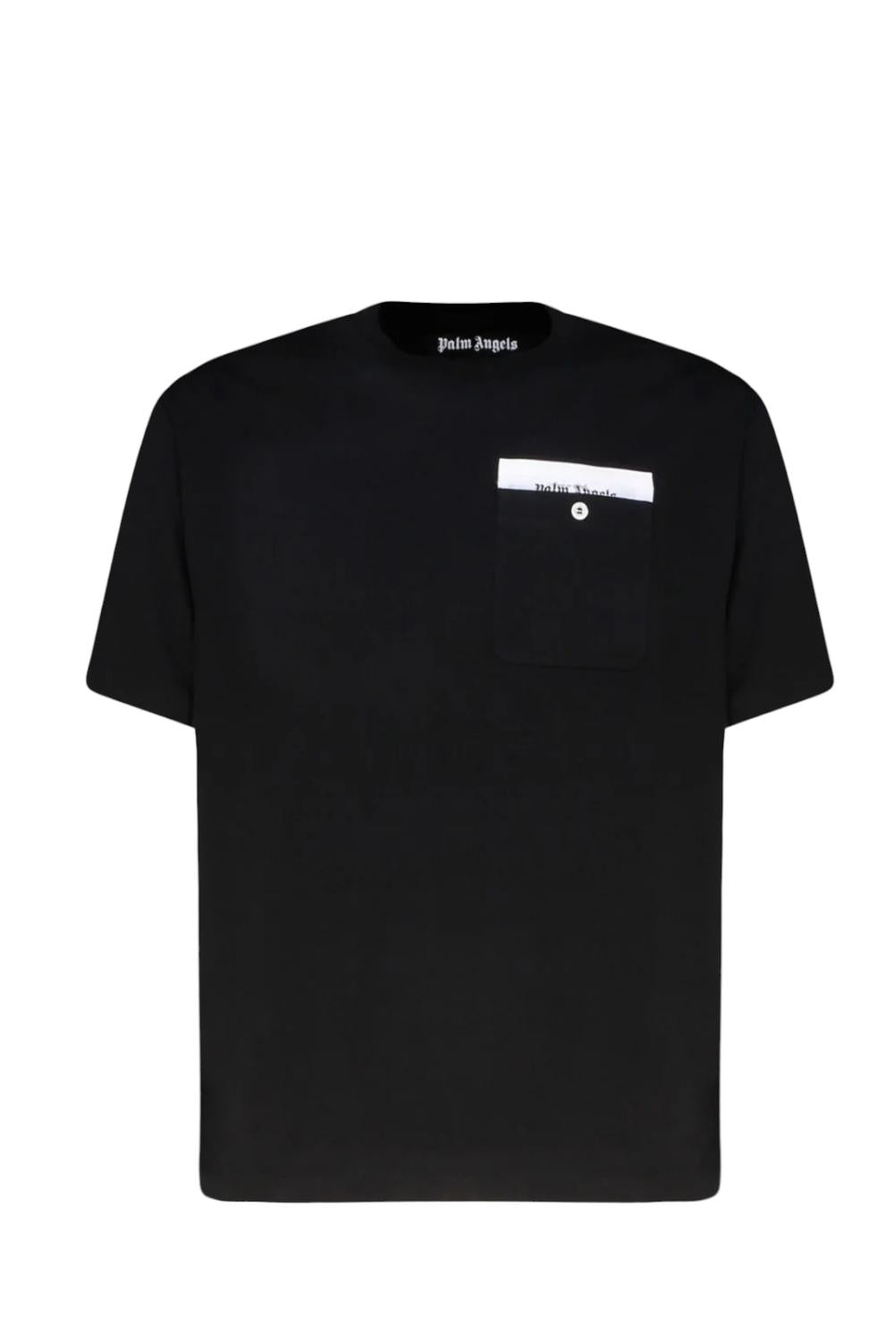 T-Shirt Uomo Palm Angels Sartorial Tape Pocket  Nero/Off White PMAA088E23 JER0011003 Palm Angels 