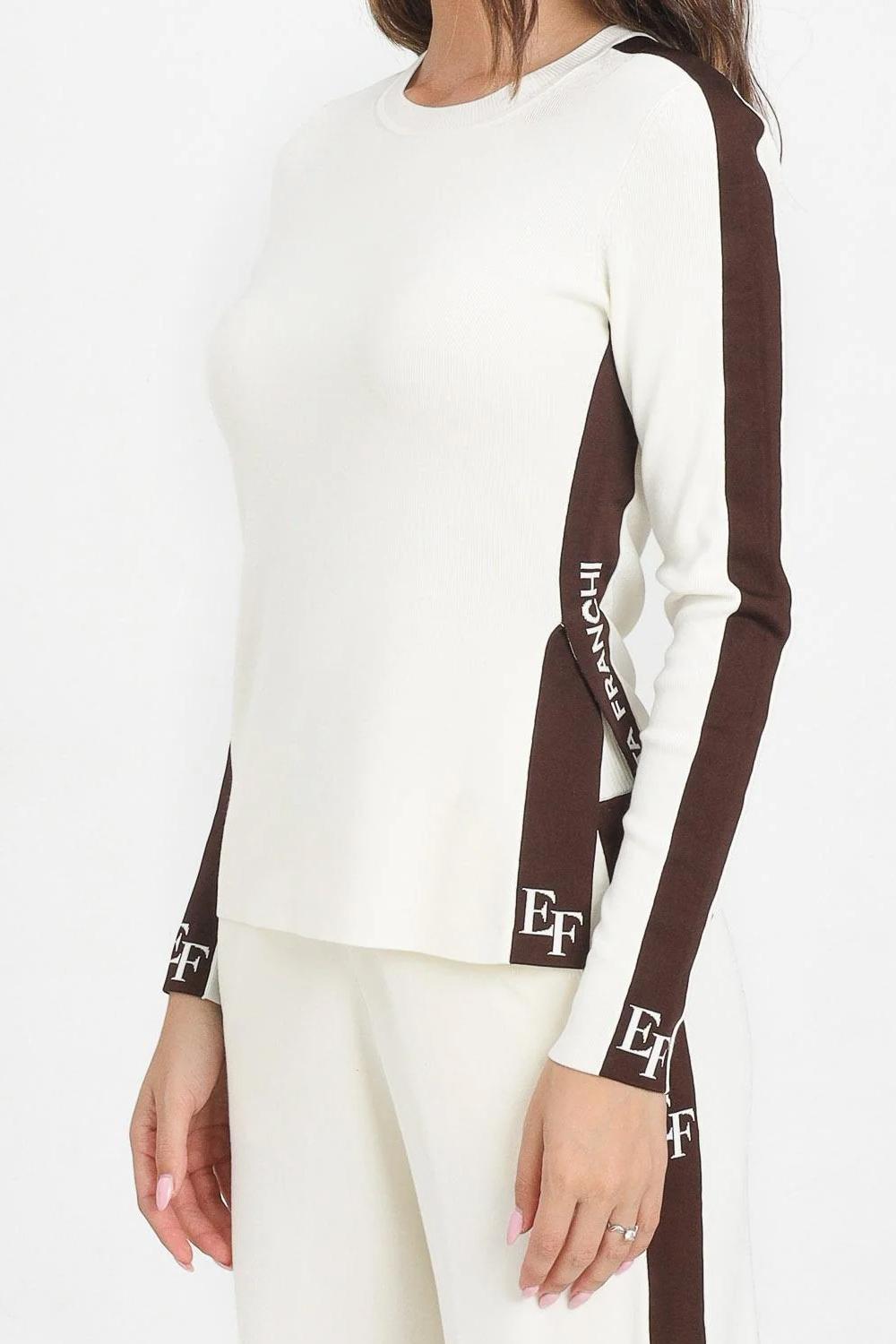 Maglia in viscosa con bande lucide<BR/> MK03S 56E2EG2 Elisabetta Franchi 