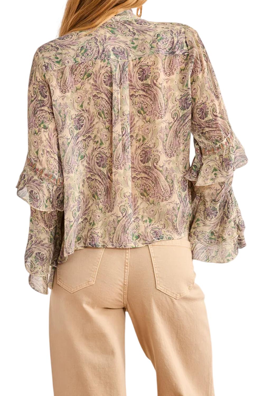 Blusa Donna Paisley con Fiocco e Volant GF.SHABNAM VIOLET NKN Nekane 