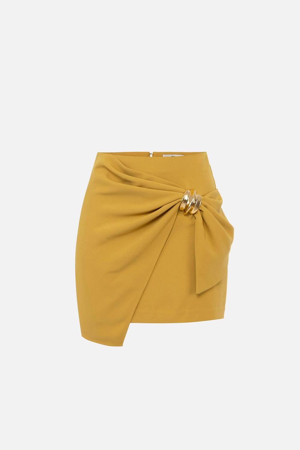 Minigonna in crêpe fluido con macro fiocco<BR/> GO073 51E2DC6 Elisabetta Franchi 