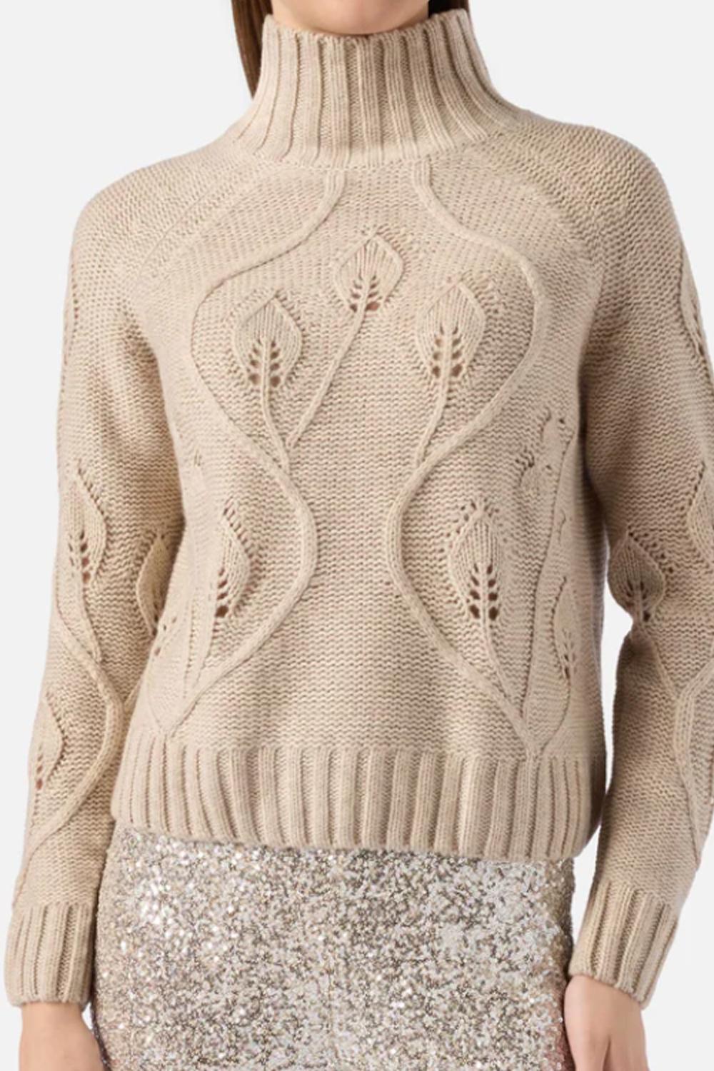 Maglione Alais a Collo Alto in Misto Cashmere con Fiori 3D AAS0001 /00417I Mc2 Saint Barth 