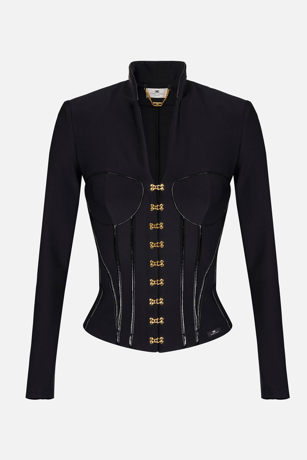 Giacca in neoprene con dettagli corsetto<BR/> GI182 57E2110 Elisabetta Franchi 
