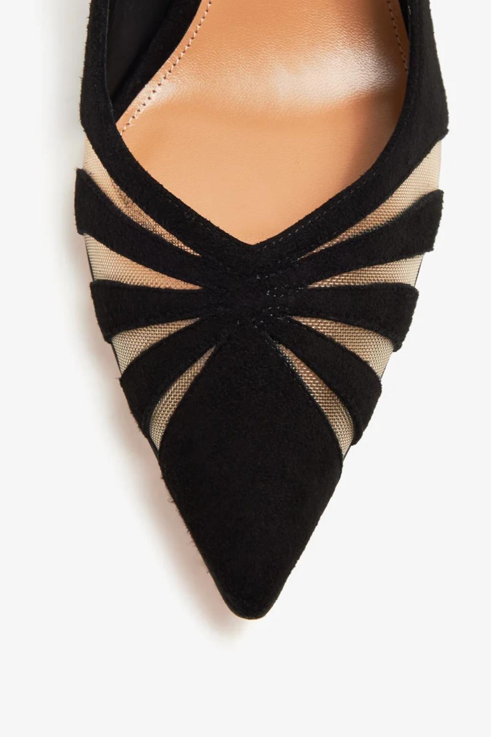 Décolleté Aquazzura Pump in Suede Nera con Inserti in Mesh TSYMIDP0 MSU000 Aquazzurra 