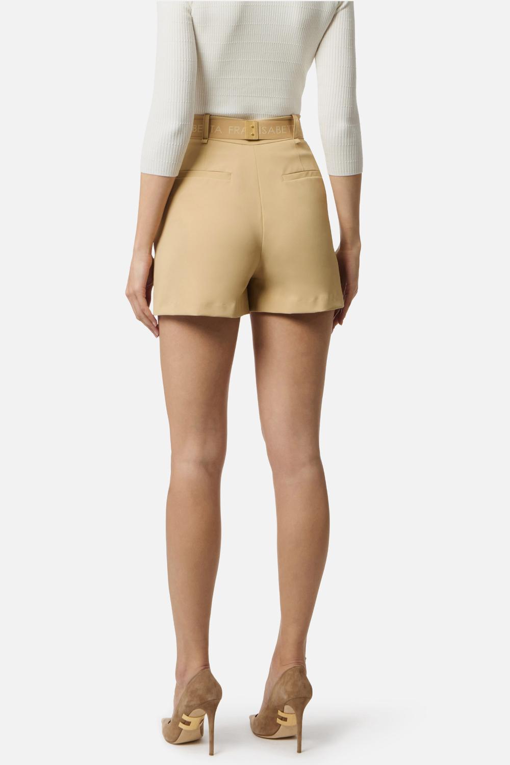Shorts Elisabetta Franchi in Tessuto Tecnico Bielastico con Cintura e Logo<BR/> SH008 61E2470 Elisabetta Franchi 