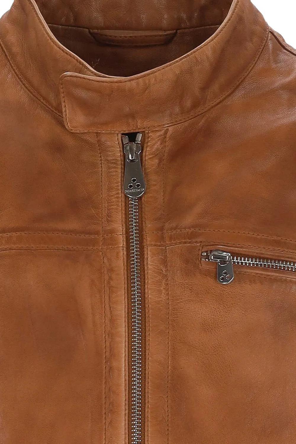 Giacca Peuterey in Pelle con Zip e Tasca sul Petto PEU5412 99011855466 Peuterey 
