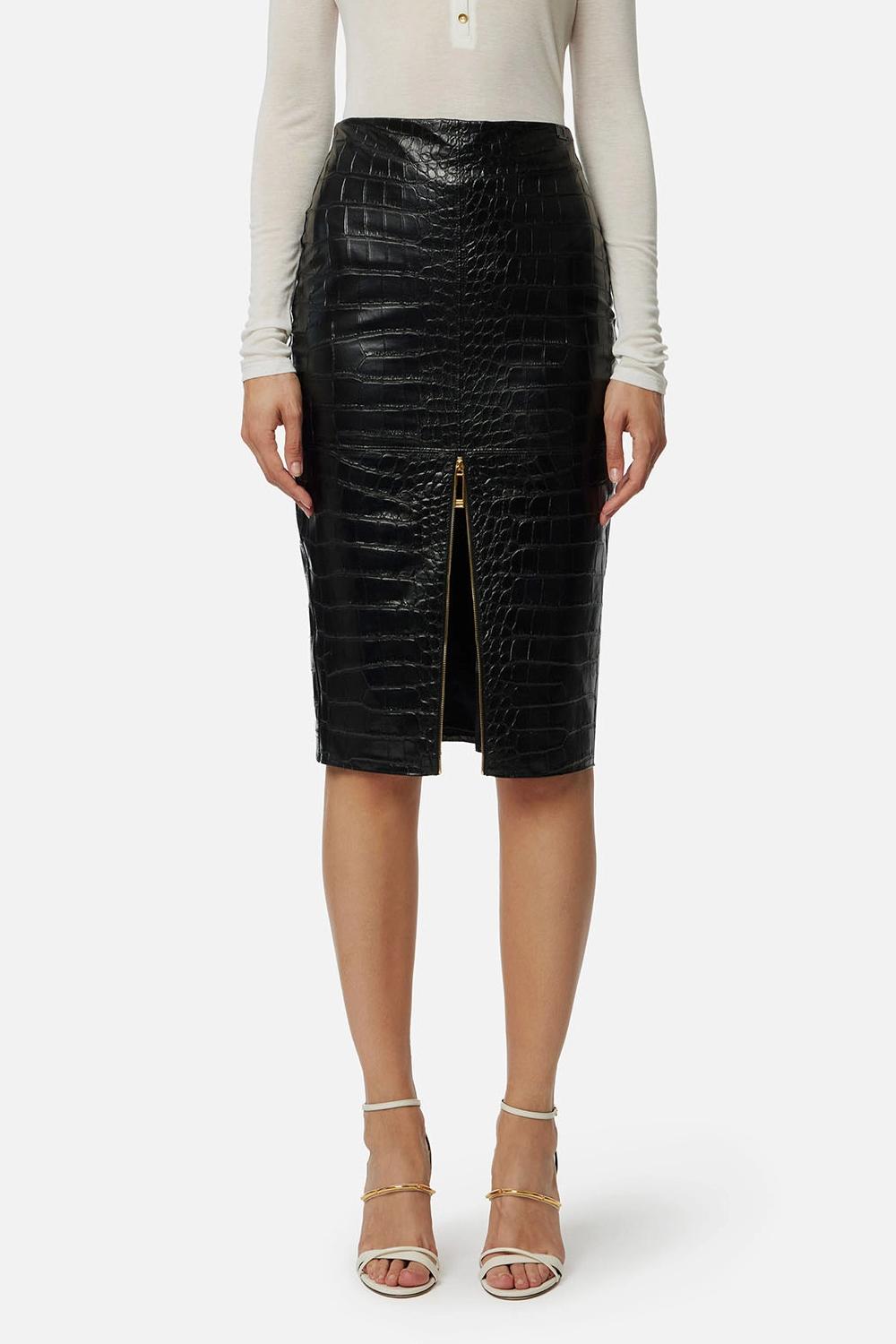 Gonna con texture stampa cocco<BR/> GO108 58E2110 Elisabetta Franchi 