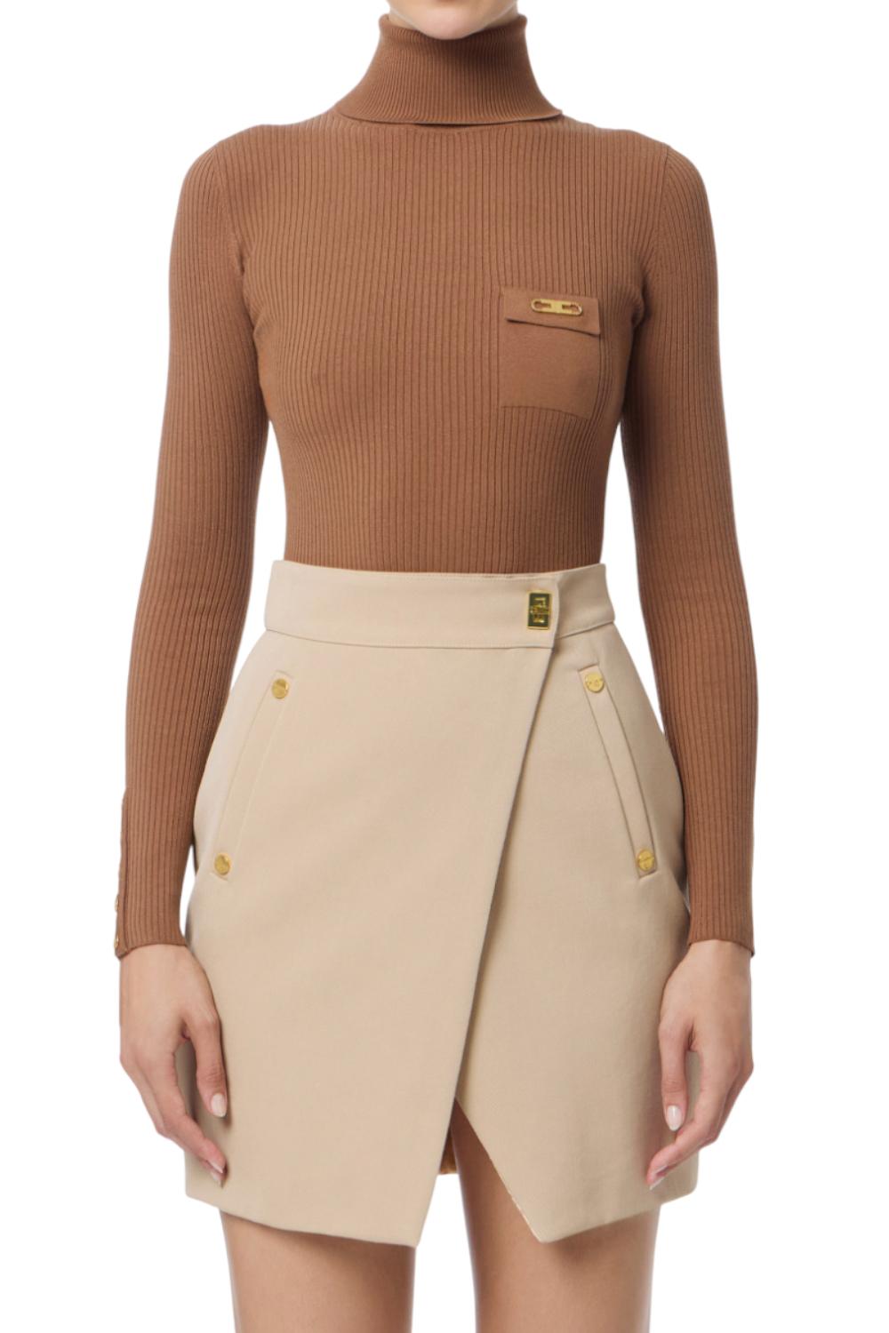 Maglia a costine con taschino<BR/> MK11B 56E2EC1 Elisabetta Franchi 