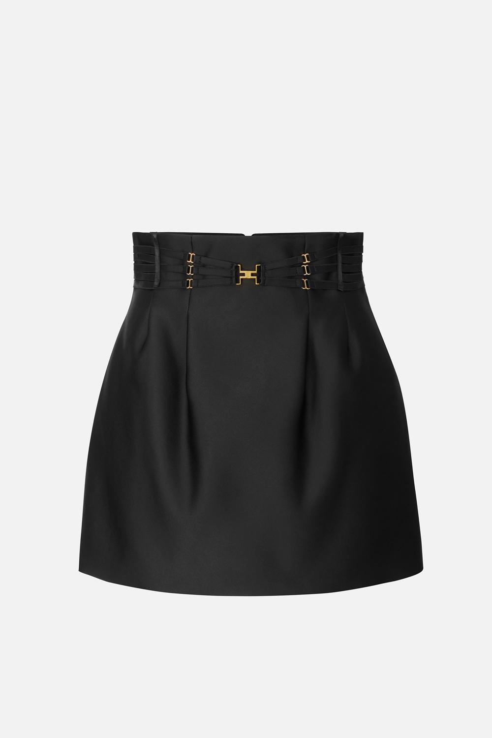 Minigonna in Duchess Satin con Fasce Elastiche e Logo GO189 62E2110 Elisabetta Franchi 