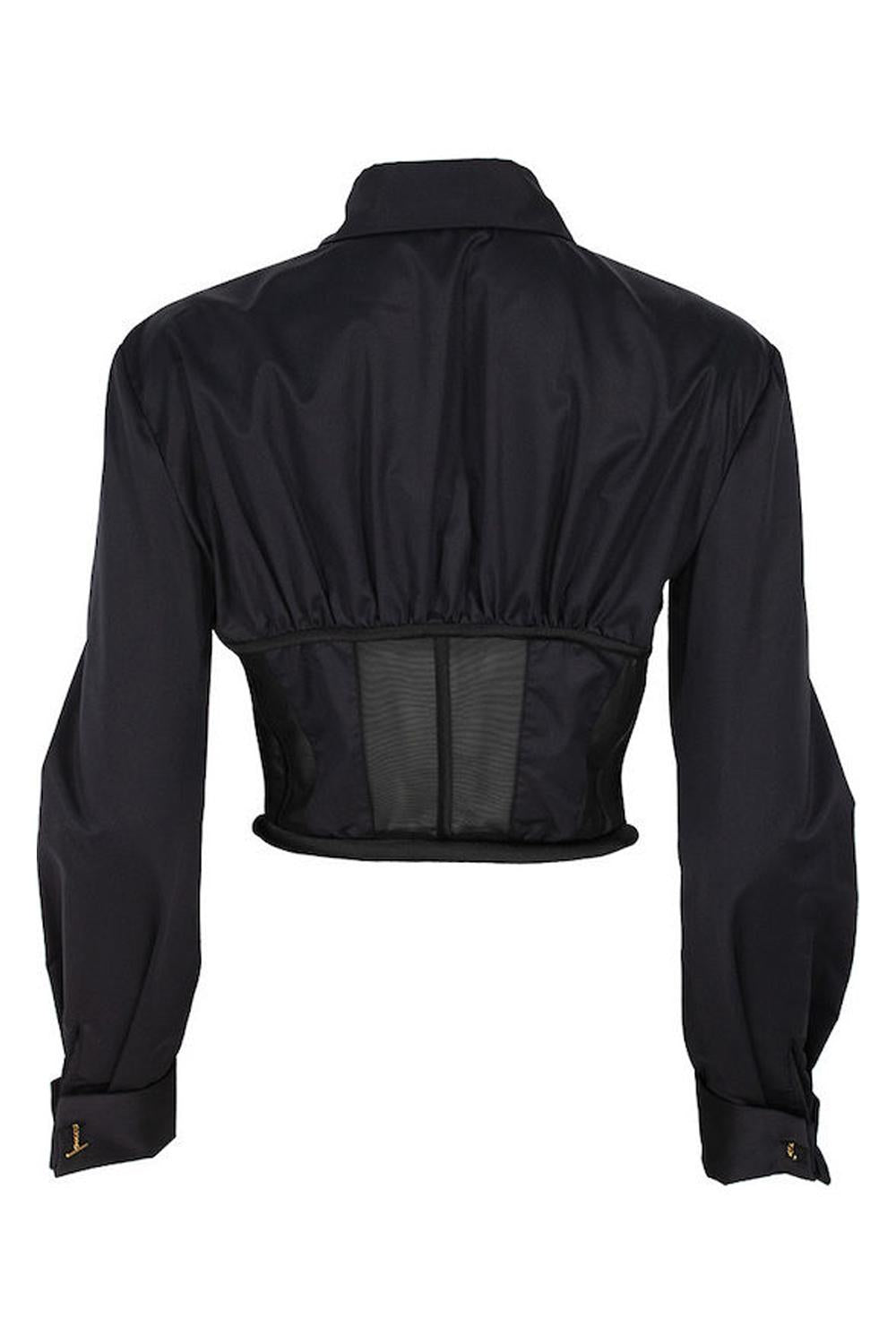 Camicia Crop Elisabetta Franchi con Bustier Trasparente e Zip Frontale CA140 61E2110 Elisabetta Franchi 