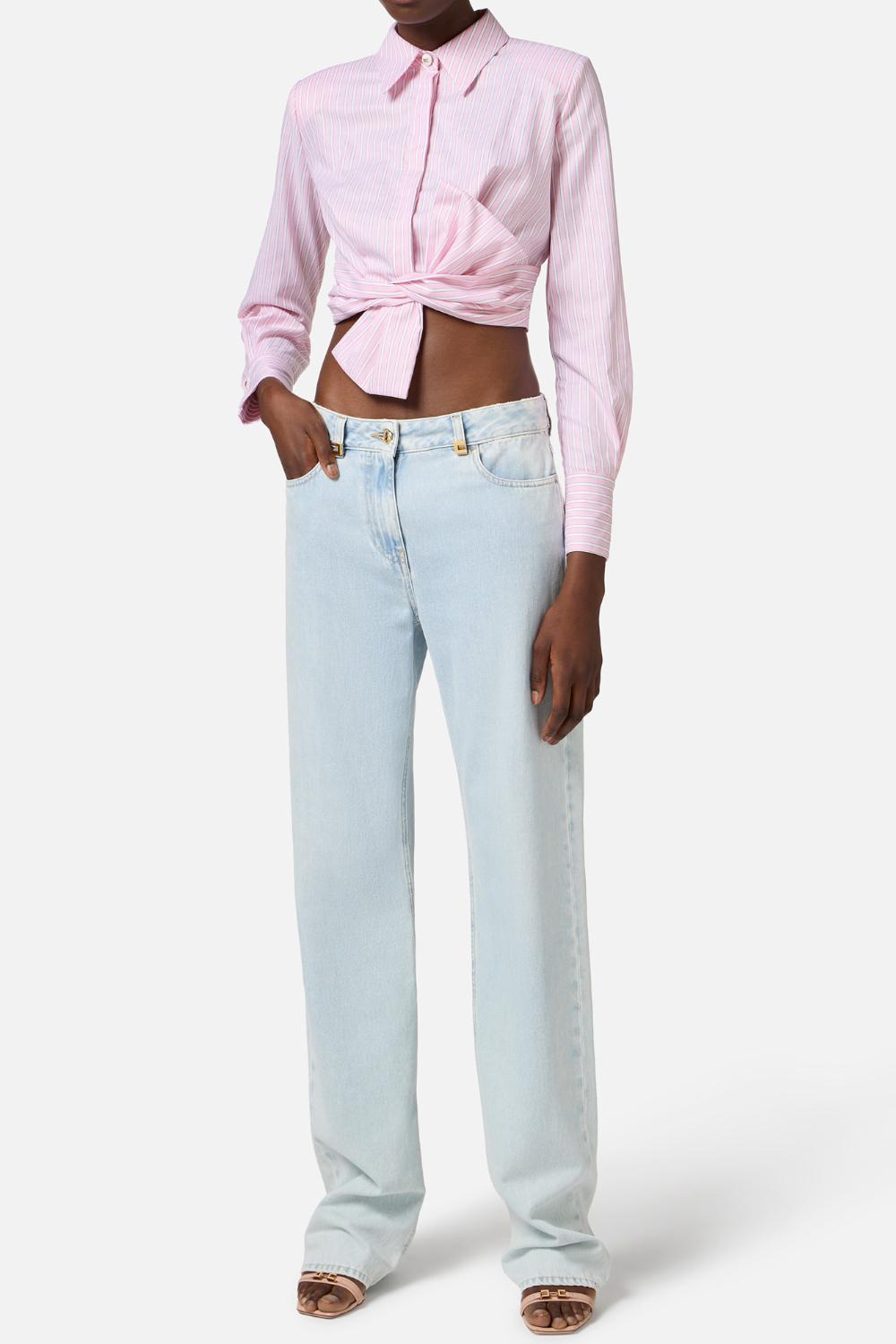 Camicia in popeline di cotone con fiocco<BR/> CA122 52E2DL7 Elisabetta Franchi 
