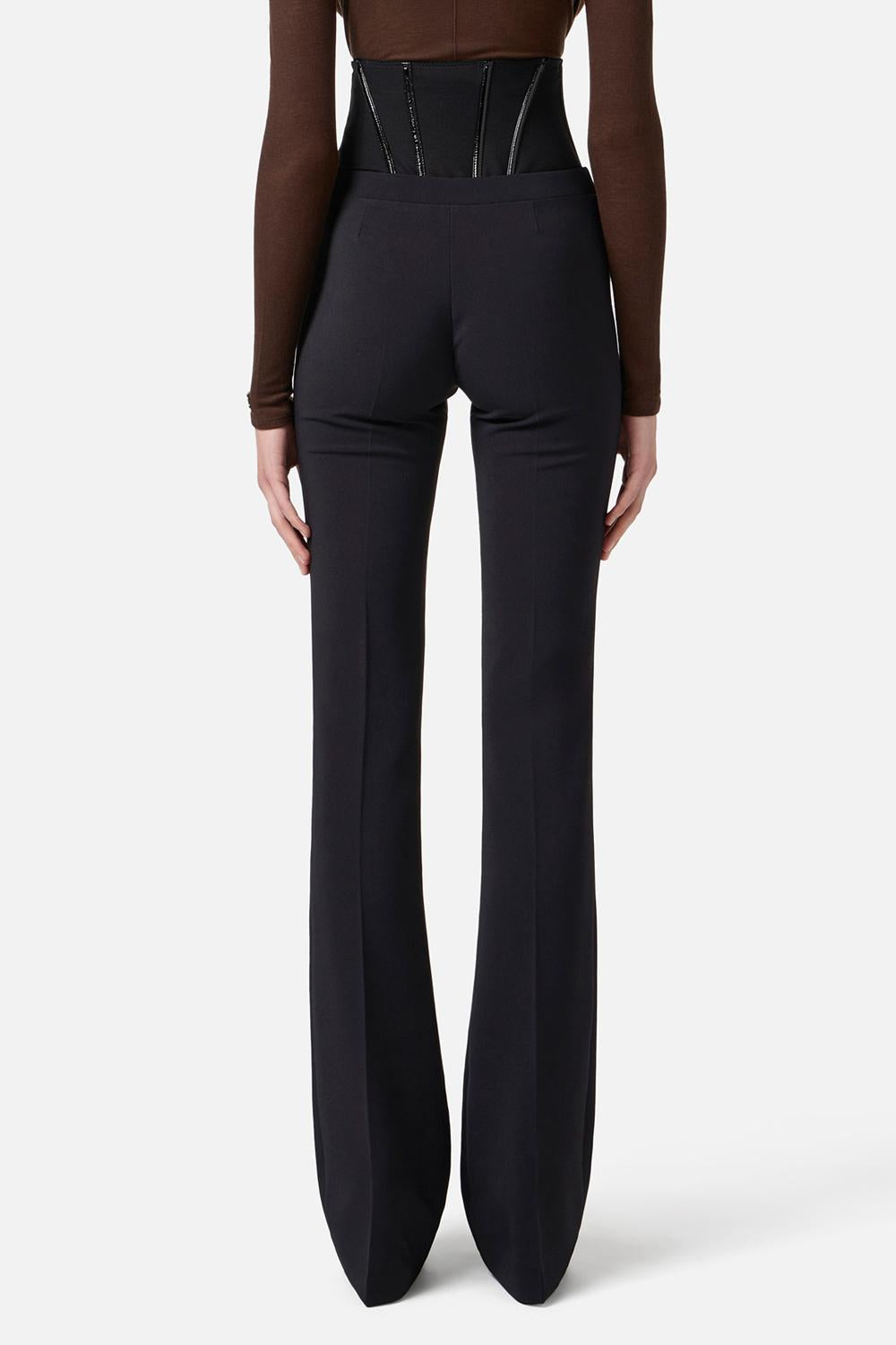 Pantaloni in crêpe leggero con ganci gioiello<BR/> PA132 57E2110 Elisabetta Franchi 