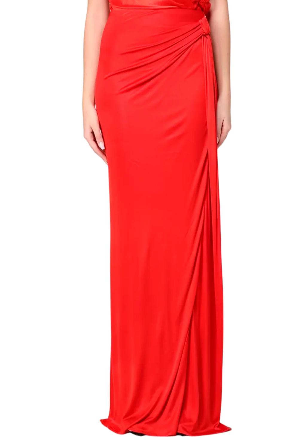 Gonna lunga in jersey di viscosa lucida con spacco laterale GO166 61E2H85 Elisabetta Franchi 