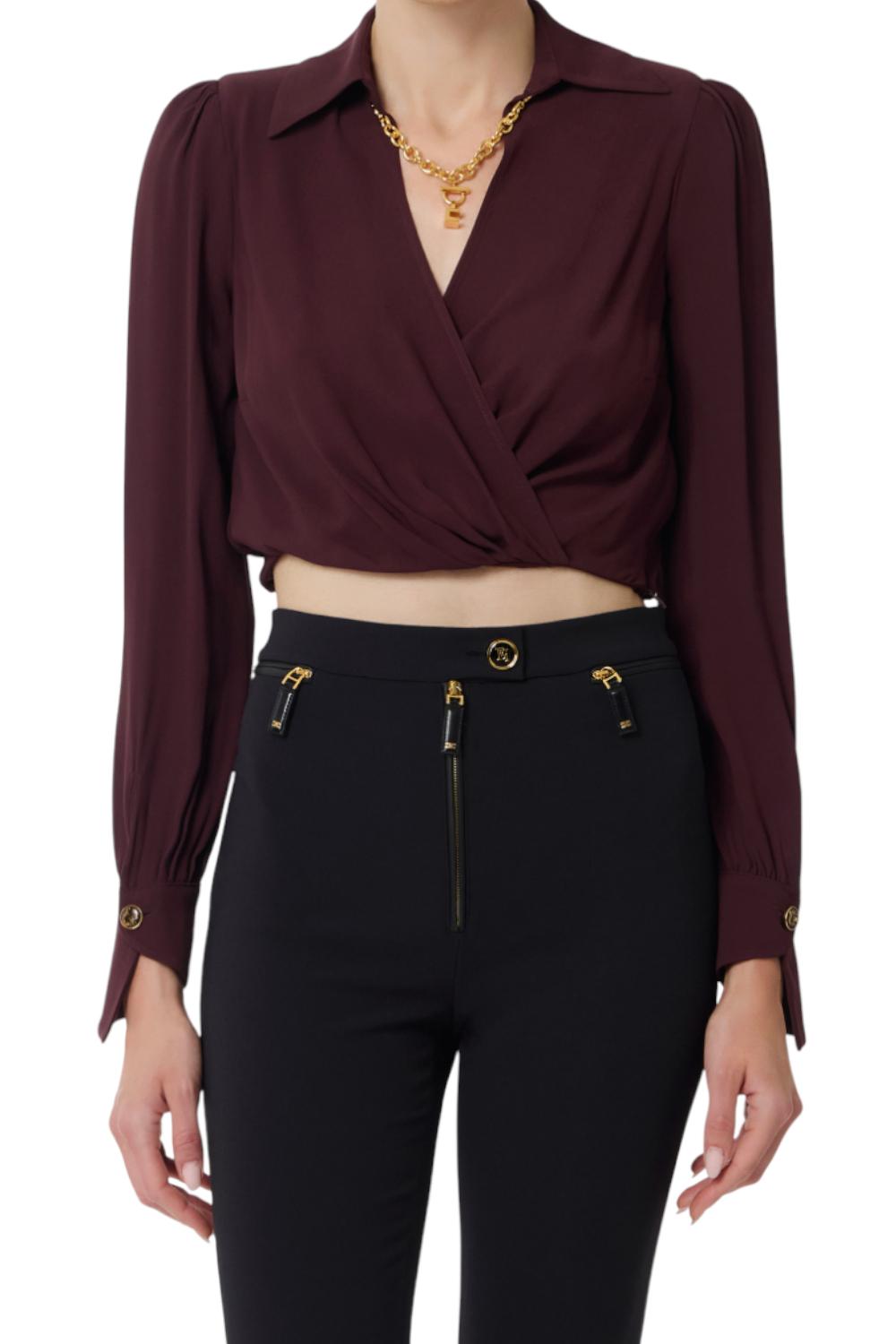 Camicia in georgette con dettaglio gioiello<BR/> CAT02 56E2EA4 Elisabetta Franchi 