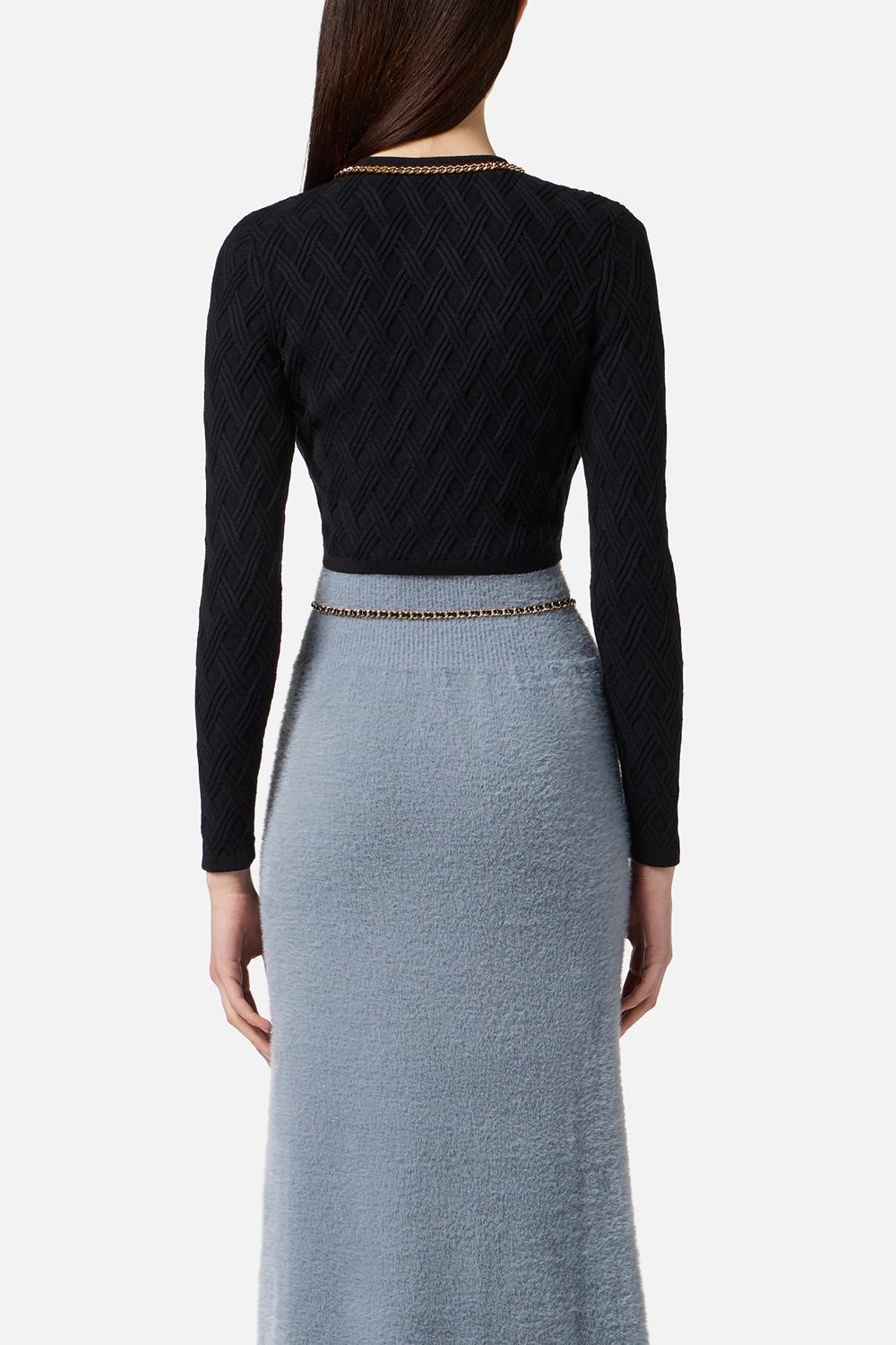 Cardigan in maglia a rombi con dettaglio gioiello<BR/> MK29B 56E2110 Elisabetta Franchi 