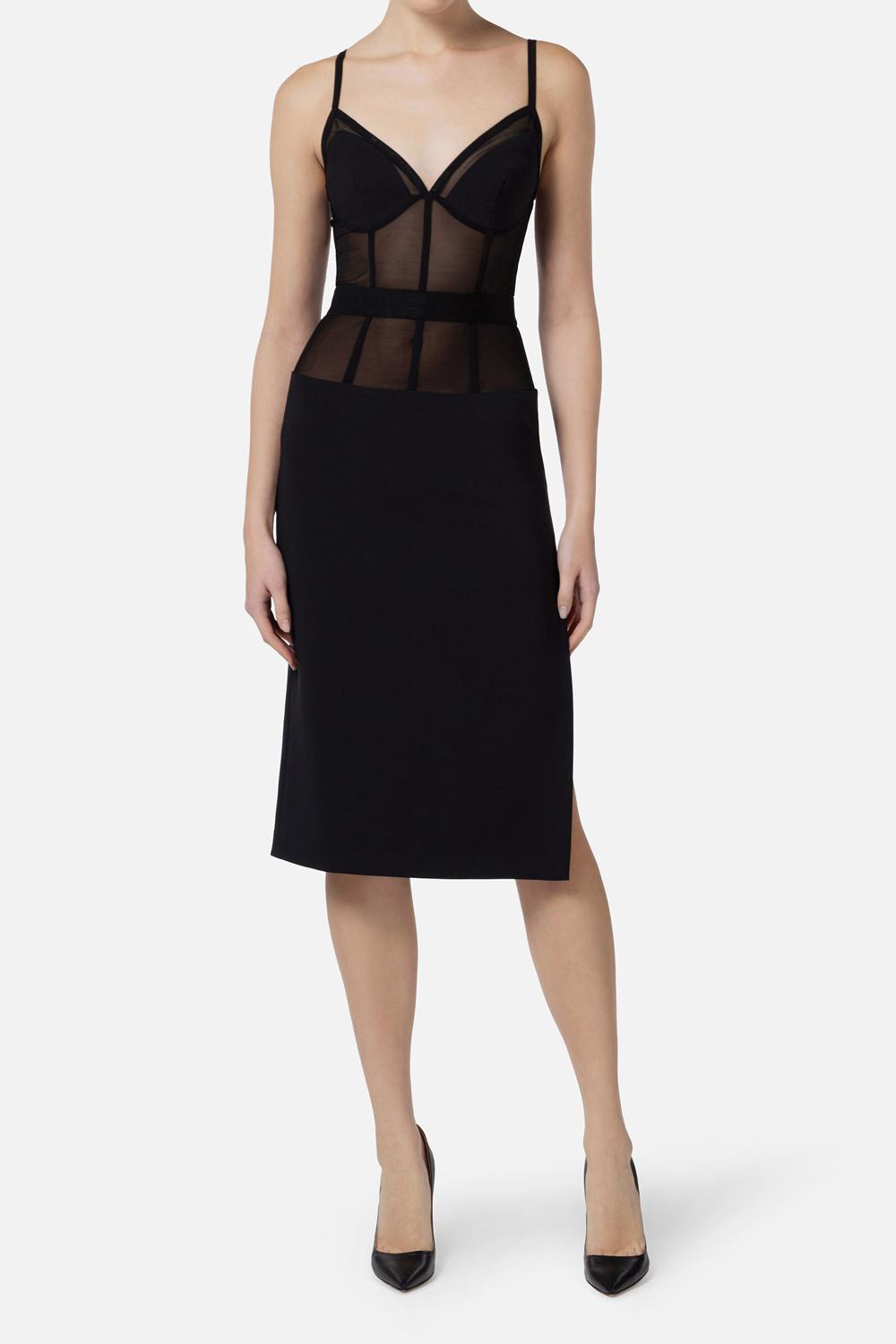 Tubino in crêpe e tulle<BR/> AB701 51E2110 Elisabetta Franchi 