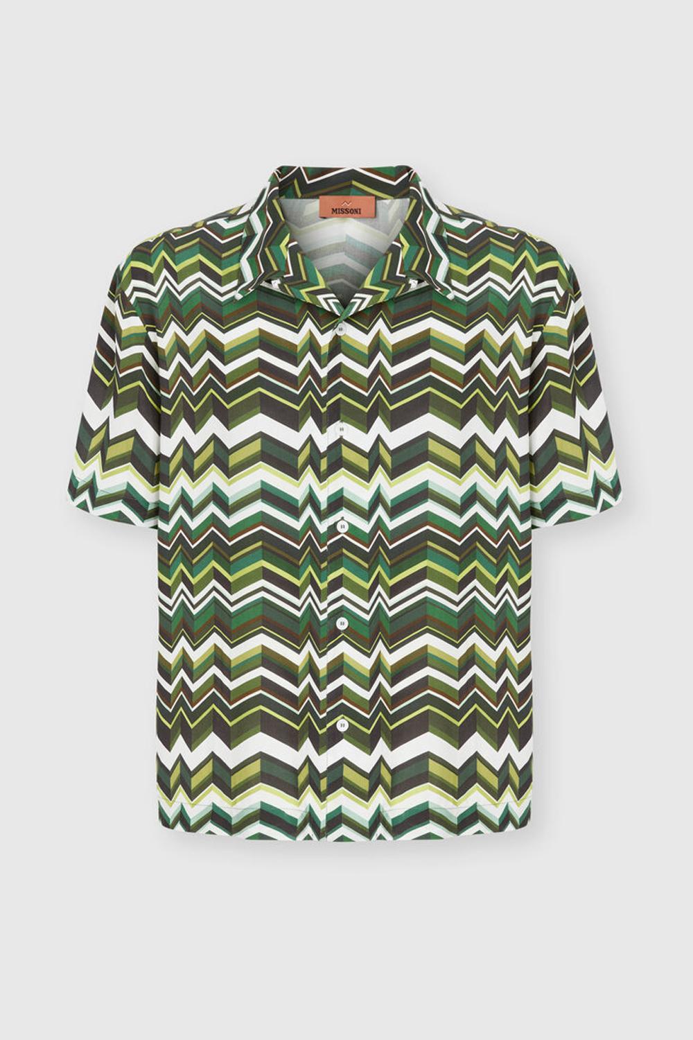 Camicia da bowling in viscosa stampa zig zag BS26SJ01 BW00ZVS6165 Missoni 