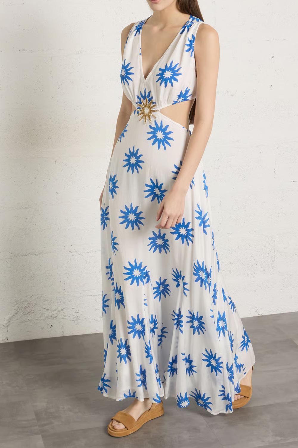 edvige - Abito lungo fantasia S26006 SOLE BLUE Sundress 