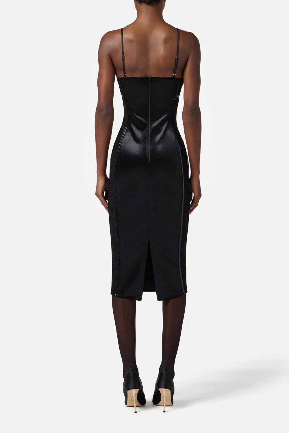 Abito in velluto e pizzo floreale<BR/> AB841 57E2110 Elisabetta Franchi 