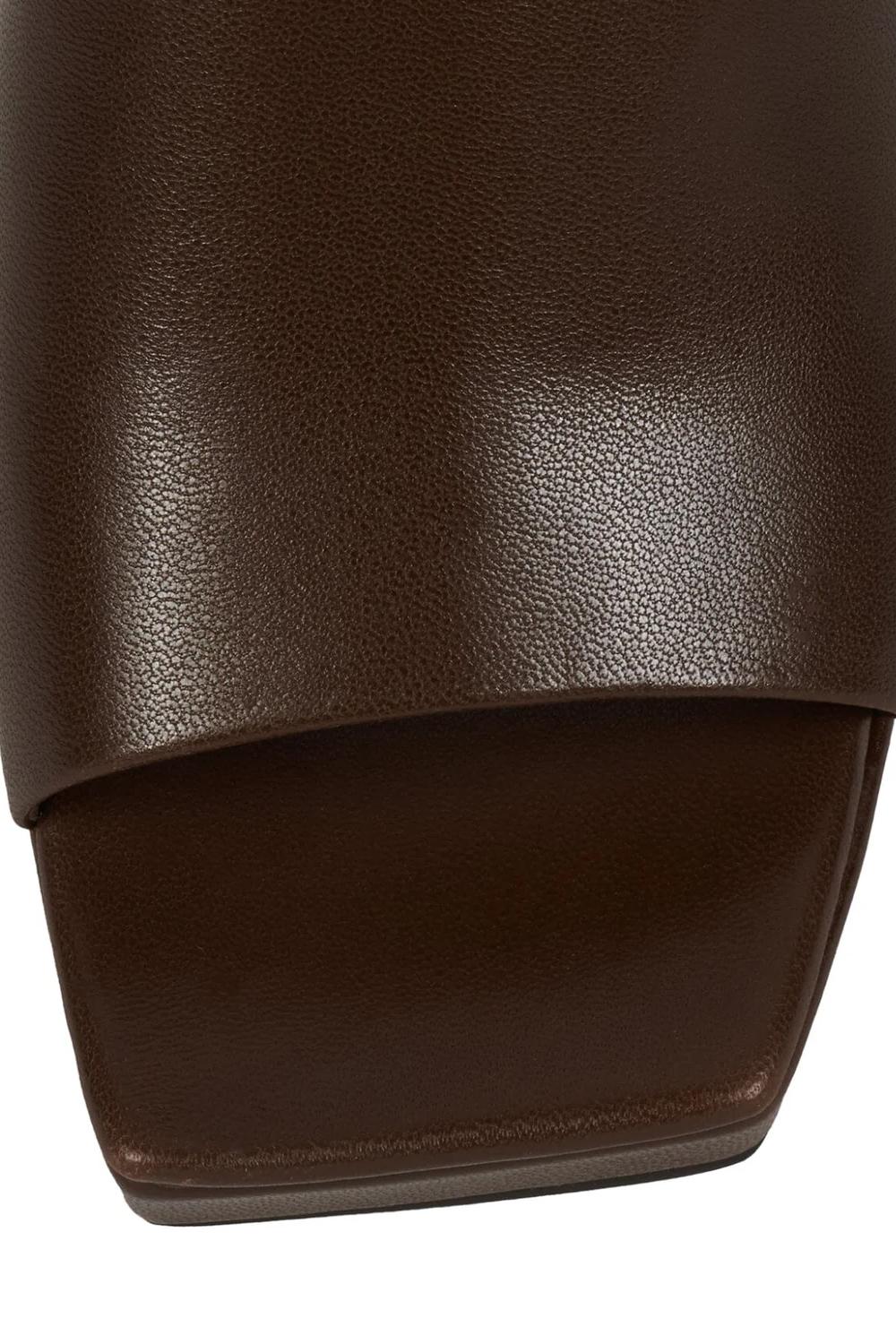 Sandali Donna a Tacco Slide-On in Pelle DRESS-CODE /DARK BROWN PATENT Jeffrey Campbell 