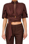 Blusa in georgette di viscosa con volant e fusciacca CA158 62E2644 Elisabetta Franchi 