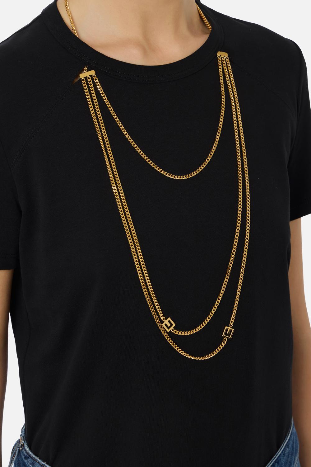 T-shirt in jersey con accessorio gioiello<BR/> MA009 56E2110 Elisabetta Franchi 