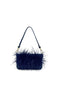 Pochette in Pelle con Applicazioni di Piume G224 /BLU M Brc 