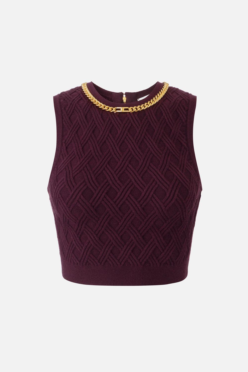 Top in maglia a rombi con dettaglio gioiello<BR/> TK60B 56E2EA4 Elisabetta Franchi 