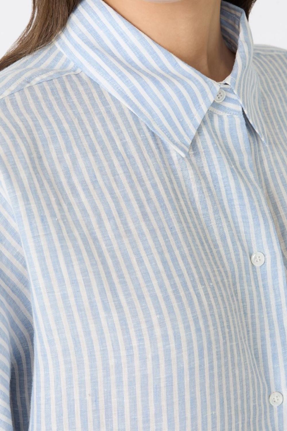 Camicia in tela di lino stampata WKDVERVE 015AZZURRO  