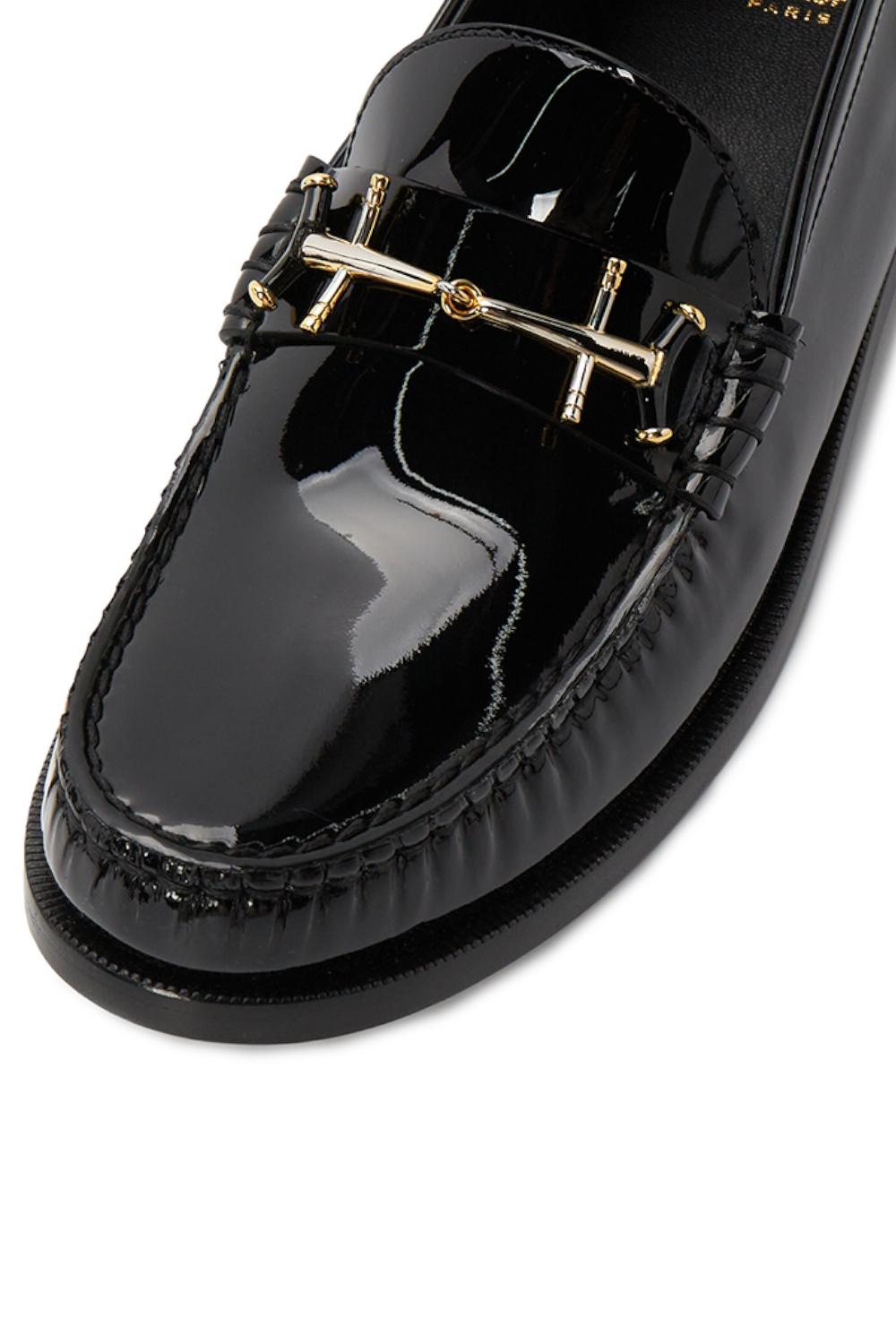 Mocassini Penny Firmati Saint Laurent in Pelle di Vitello Nera 741866 AAB3B1000 Saint Laurent 