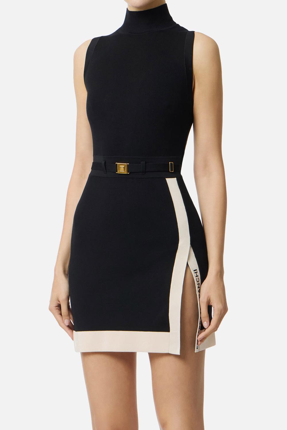 Mini abito in maglia con bande in viscosa lucida AM02S 61E2685 Elisabetta Franchi 