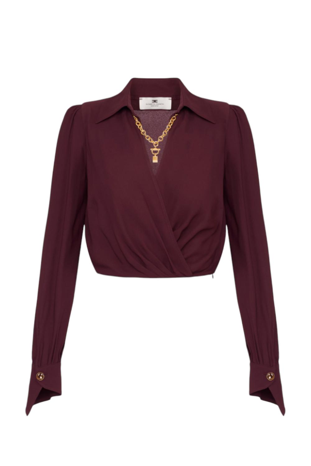 Camicia in georgette con dettaglio gioiello<BR/> CAT02 56E2EA4 Elisabetta Franchi 
