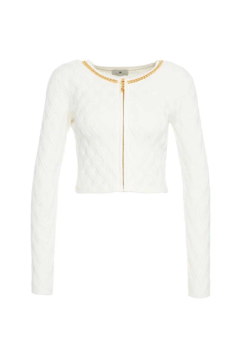 Cardigan in maglia a rombi con dettaglio gioiello<BR/> MK29B 56E2360 Elisabetta Franchi 
