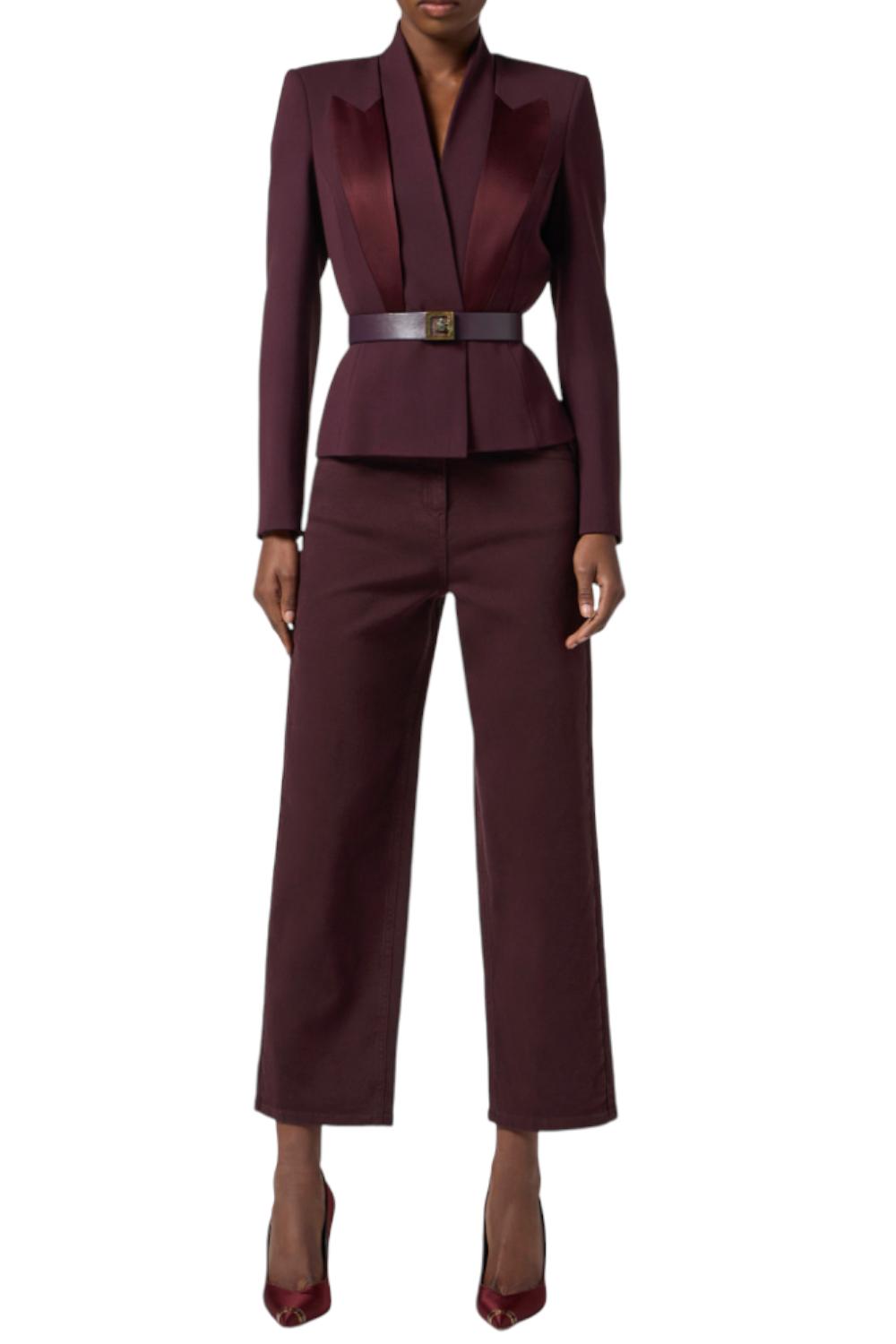 Giacca in crêpe con rever in raso<BR/> GI176 56E2EA4 Elisabetta Franchi 
