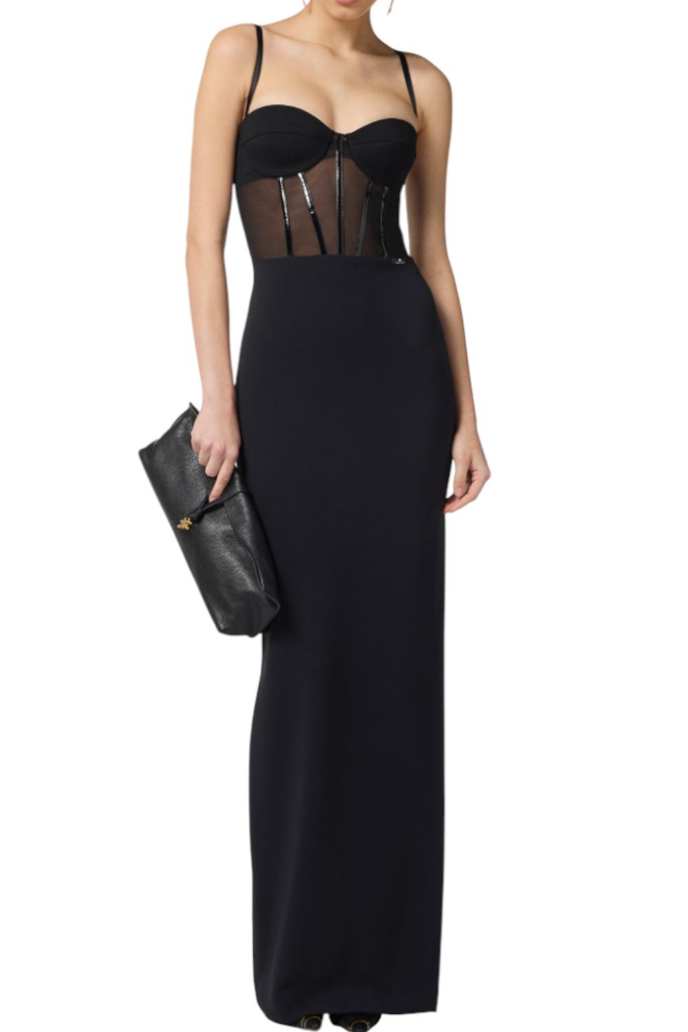 Abito Red Carpet in crêpe leggero e tulle<BR/> ABR14 56E2110 Elisabetta Franchi 