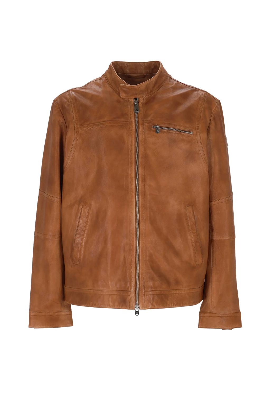 Giacca Peuterey in Pelle con Zip e Tasca sul Petto PEU5412 99011855466 Peuterey 