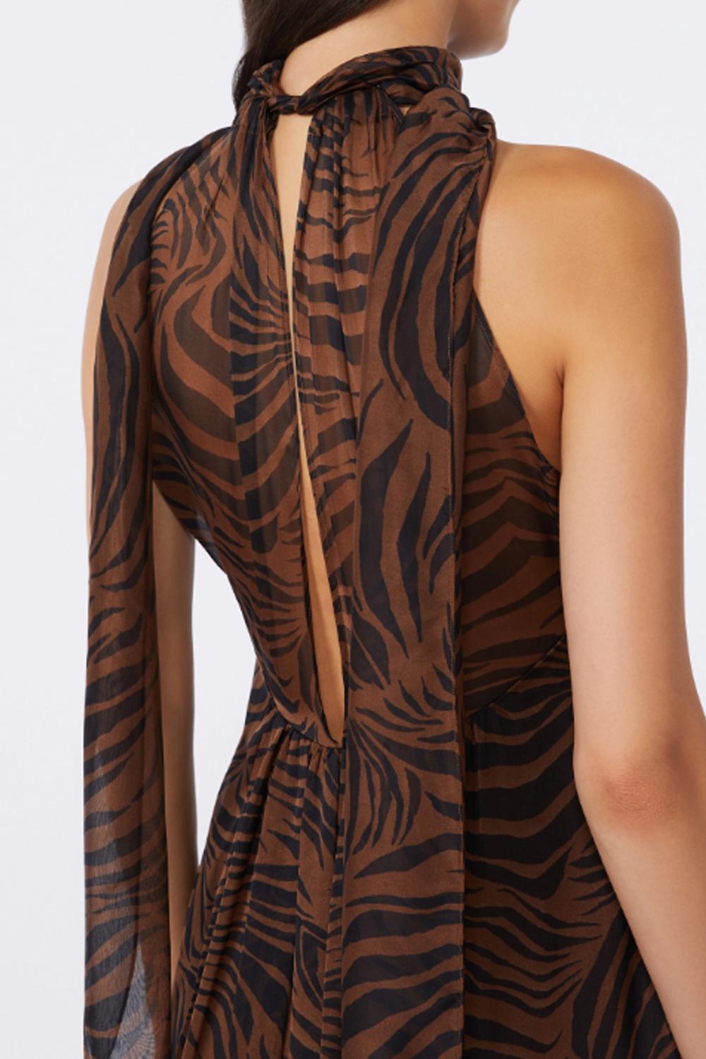 Abito in chiffon di seta stampato MSTSALICE 002MARRONE Max Mara Studio 