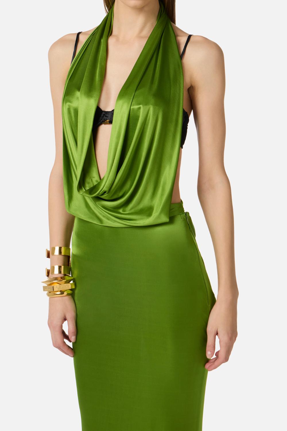 Abito da Sera Elisabetta Franchi in Jersey di Viscosa con Scollo Drappeggiato ABR13 61E2FA1 Elisabetta Franchi 