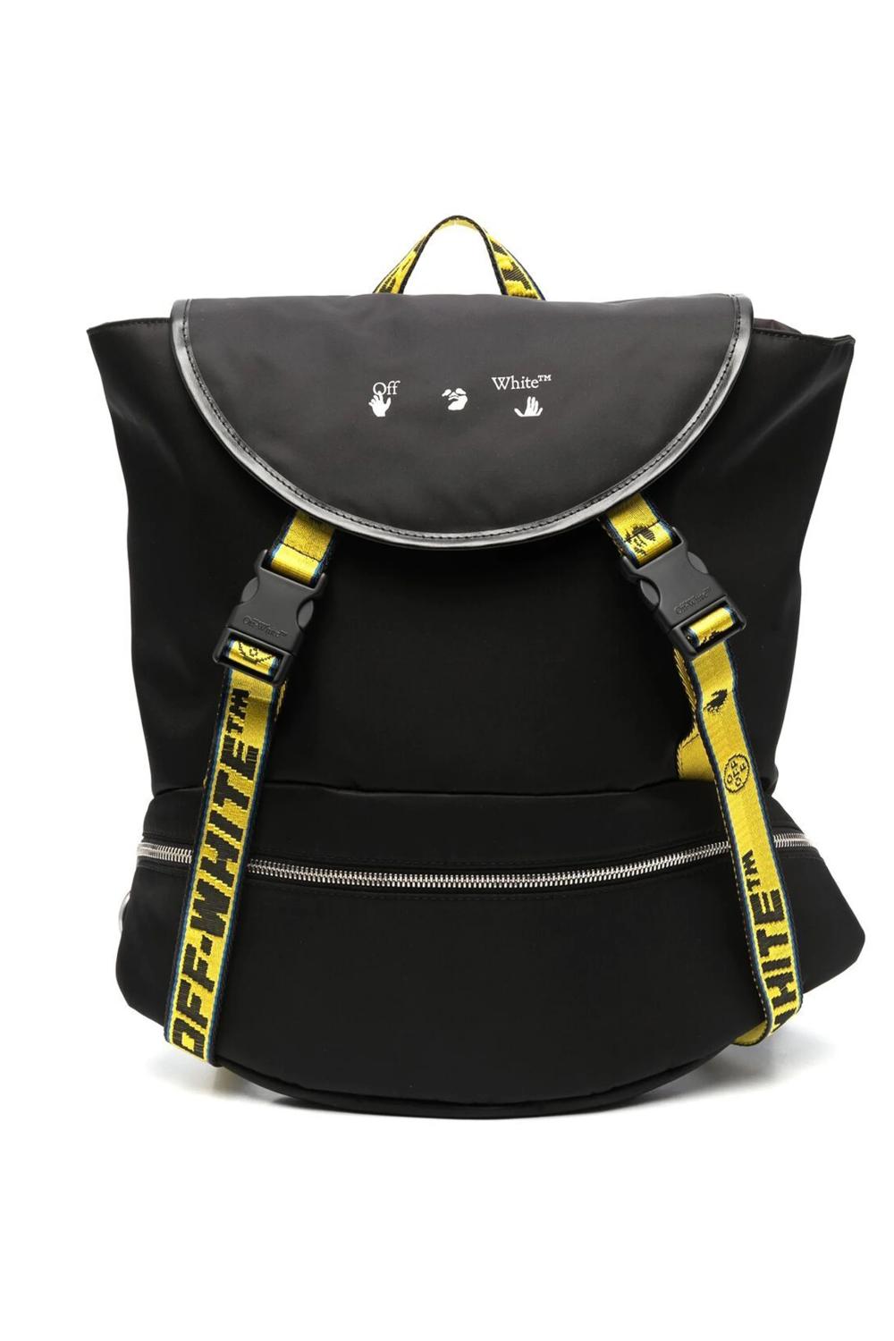 nylon backpack with drawstring top closure and front zip pocket. adjustable fabric straps and reinforced handle. logo straps