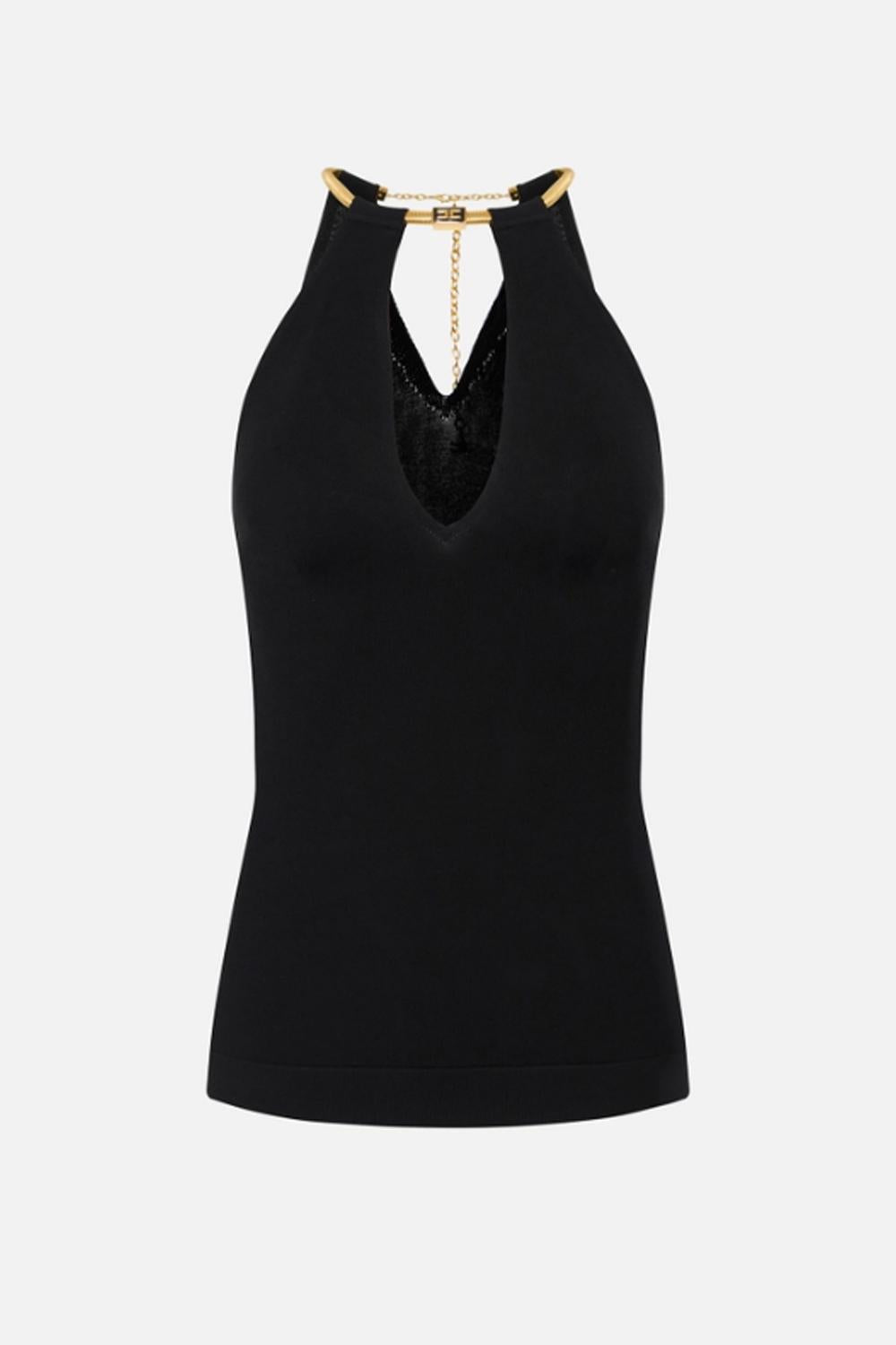 Top in maglia con snake gioiello<BR/> TK55S 56E2110 Elisabetta Franchi 