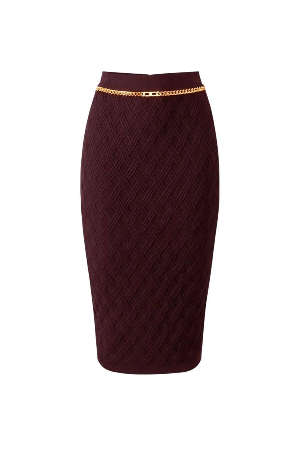 Gonna in maglia a rombi con dettaglio gioiello<BR/> GK20B 56E2EA4 Elisabetta Franchi 