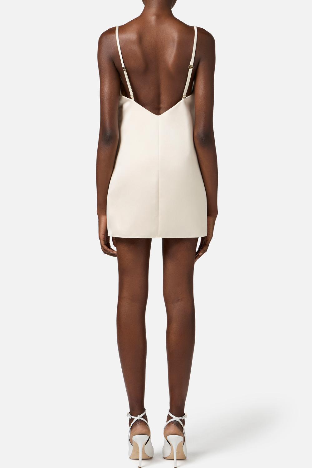 Abito in duchesse con fiore ricamato<BR/> AB730 52E2193 Elisabetta Franchi 