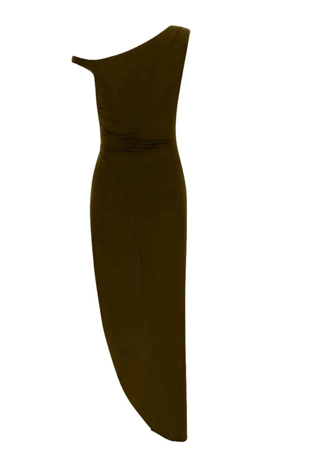 Abito Monospalla Elisabetta Franchi in Jersey Crêpe con Spacco Asimmetrico AB906 61E2EV9 Elisabetta Franchi 