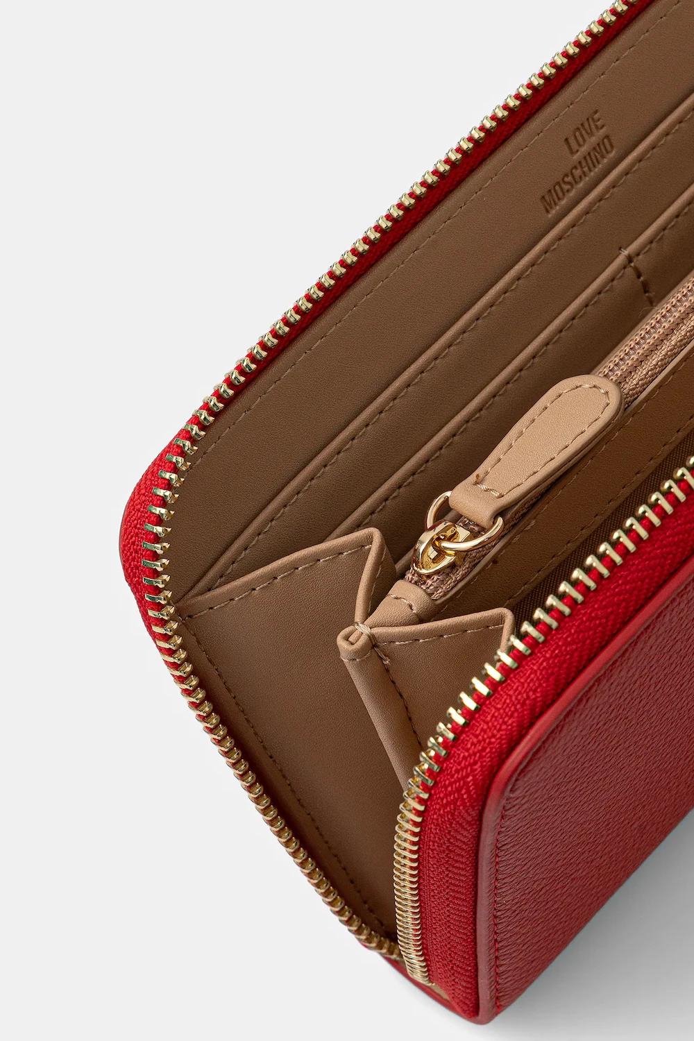 Portafoglio in Ecopelle con Logo Frontale e Chiusura Zip JC5700PP1N LD0500 Love Moschino 