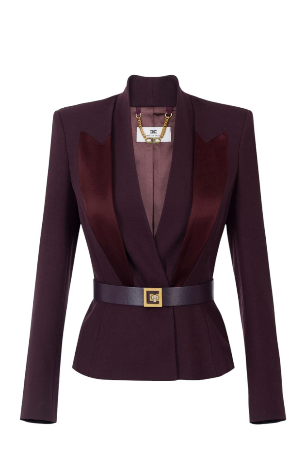 Giacca in crêpe con rever in raso<BR/> GI176 56E2EA4 Elisabetta Franchi 