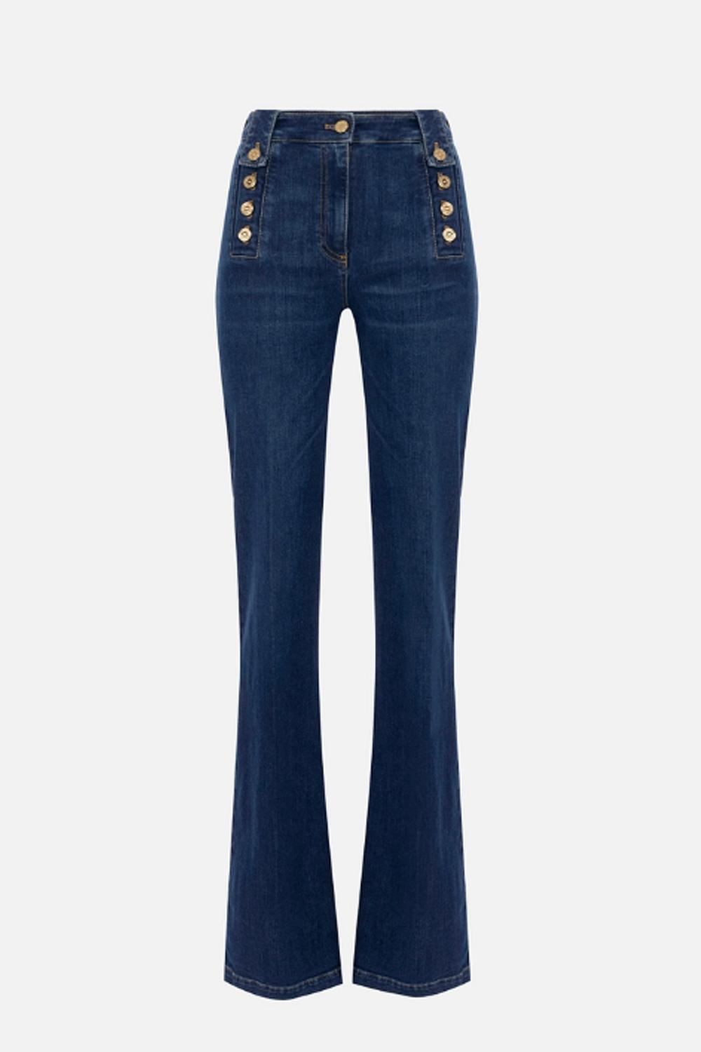 Jeans a palazzo con bottoni<BR/> PJ02D 56E2104 Elisabetta Franchi 