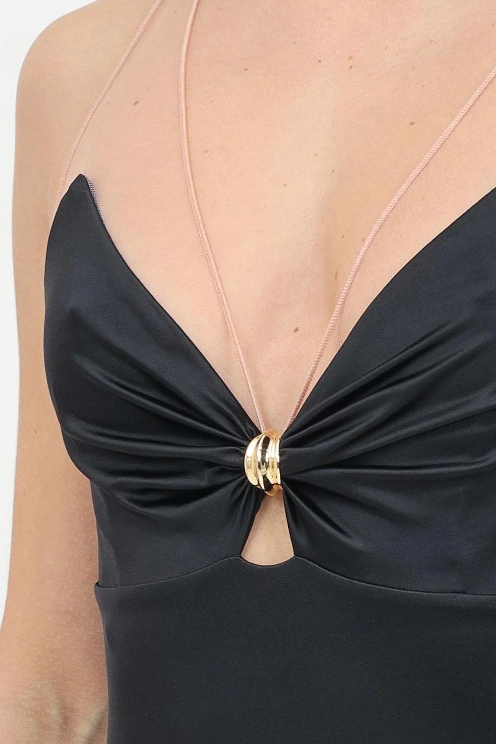 Body in lycra con spalline in tulle<BR/> BO030 51E2110 Elisabetta Franchi 