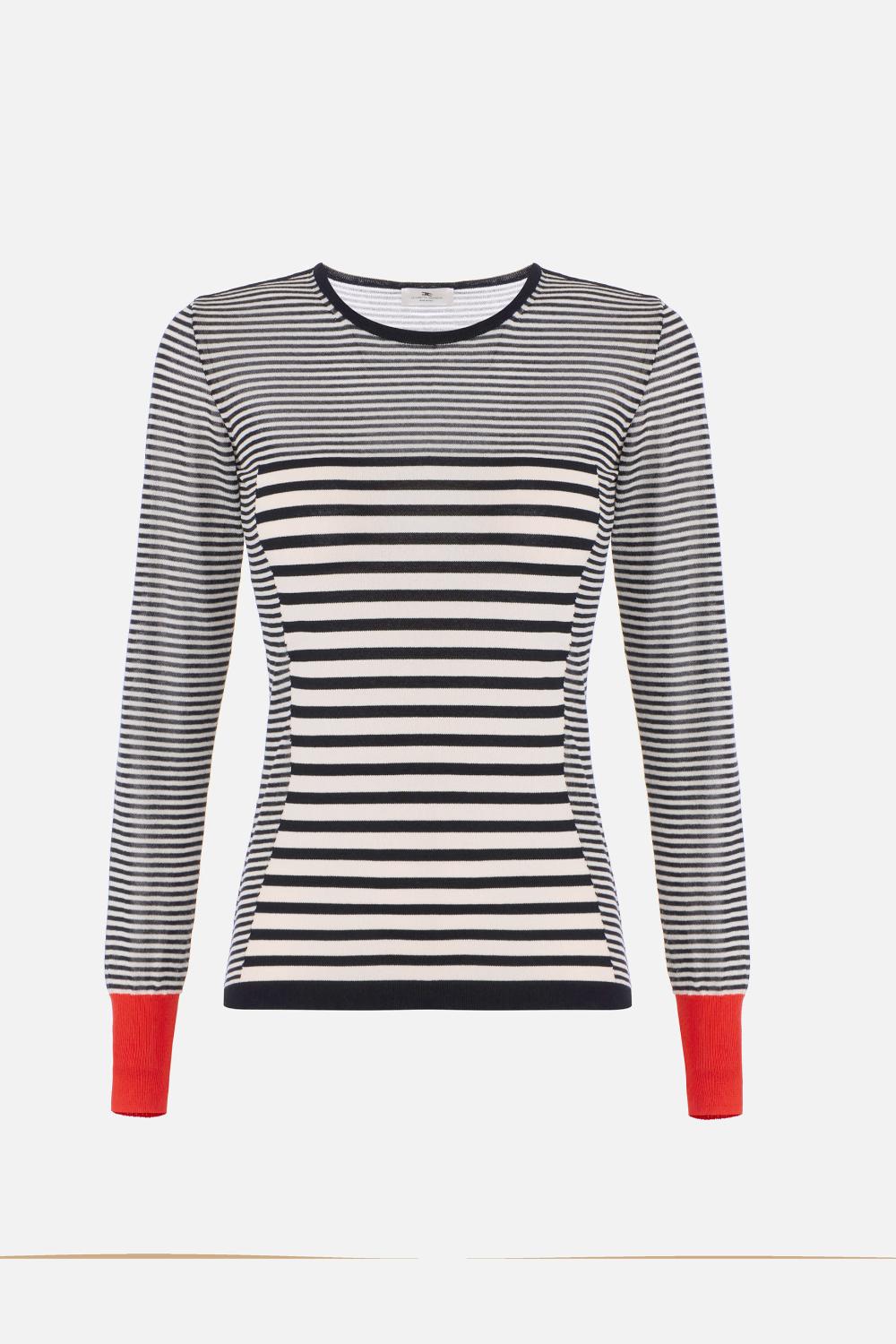 Maglia Elisabetta Franchi a Righe con Giochi di Trasparenza MK64T 61E2Y78 Elisabetta Franchi 